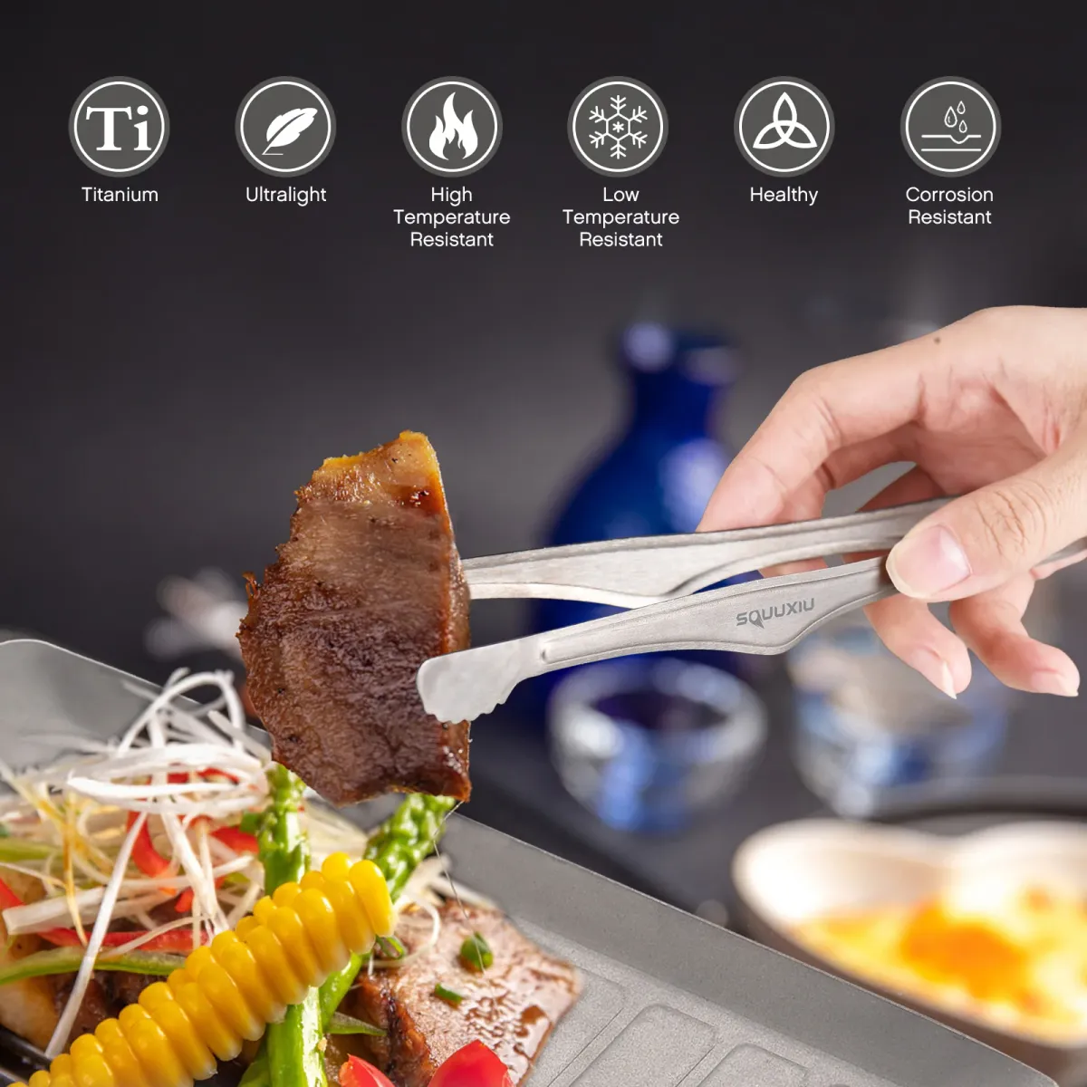 Tomshoo Titanium Camping Grill Pan & Tongs Set - Ultralight Portable Outdoor Cookware, Non-Stick Matte Finish Frying Pan for Solo Backpacking & BBQ showcase 22