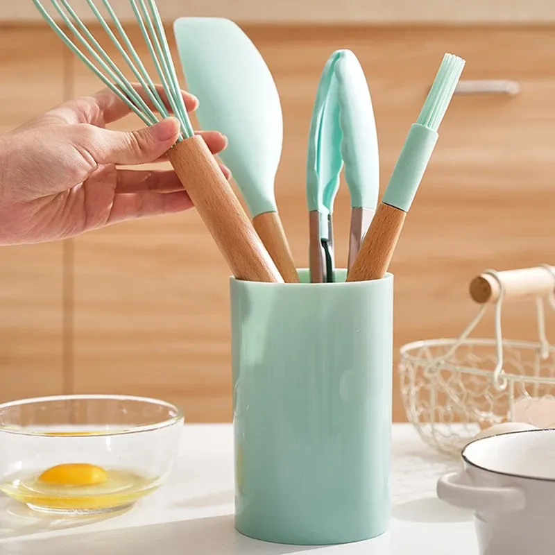 12-Piece Silicone Kitchen Utensil Set with Wooden Handles - Non-Stick Spatula, Shovel, Egg Beater & More for Modern Kitchens showcase 7