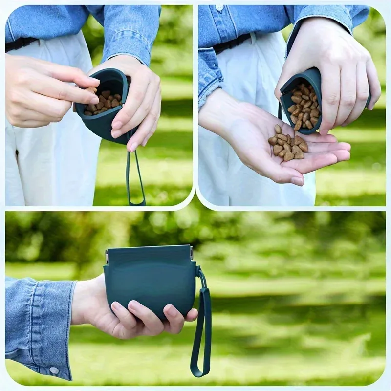 Portable Silicone Dog Treat Bag for Pet Training - Convenient Food Snack Pouch for Walking Dogs, Easy Clean Storage Supply thumbnail 1