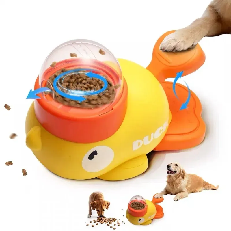 Interactive Dog Toy Treat Dispenser - Cartoon Duck Design Automatic Feeder for Dog Training, Slow Food Snack Ball for Small to Large Dogs (3-50kg) - Image 1