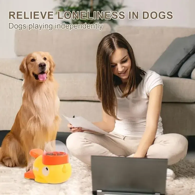 Interactive Dog Toy Treat Dispenser - Cartoon Duck Design Automatic Feeder for Dog Training, Slow Food Snack Ball for Small to Large Dogs (3-50kg) - Image 4