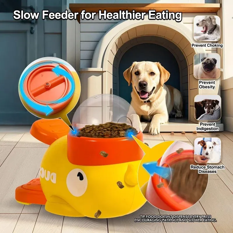 Interactive Dog Toy Treat Dispenser - Cartoon Duck Design Automatic Feeder for Dog Training, Slow Food Snack Ball for Small to Large Dogs (3-50kg) showcase 9