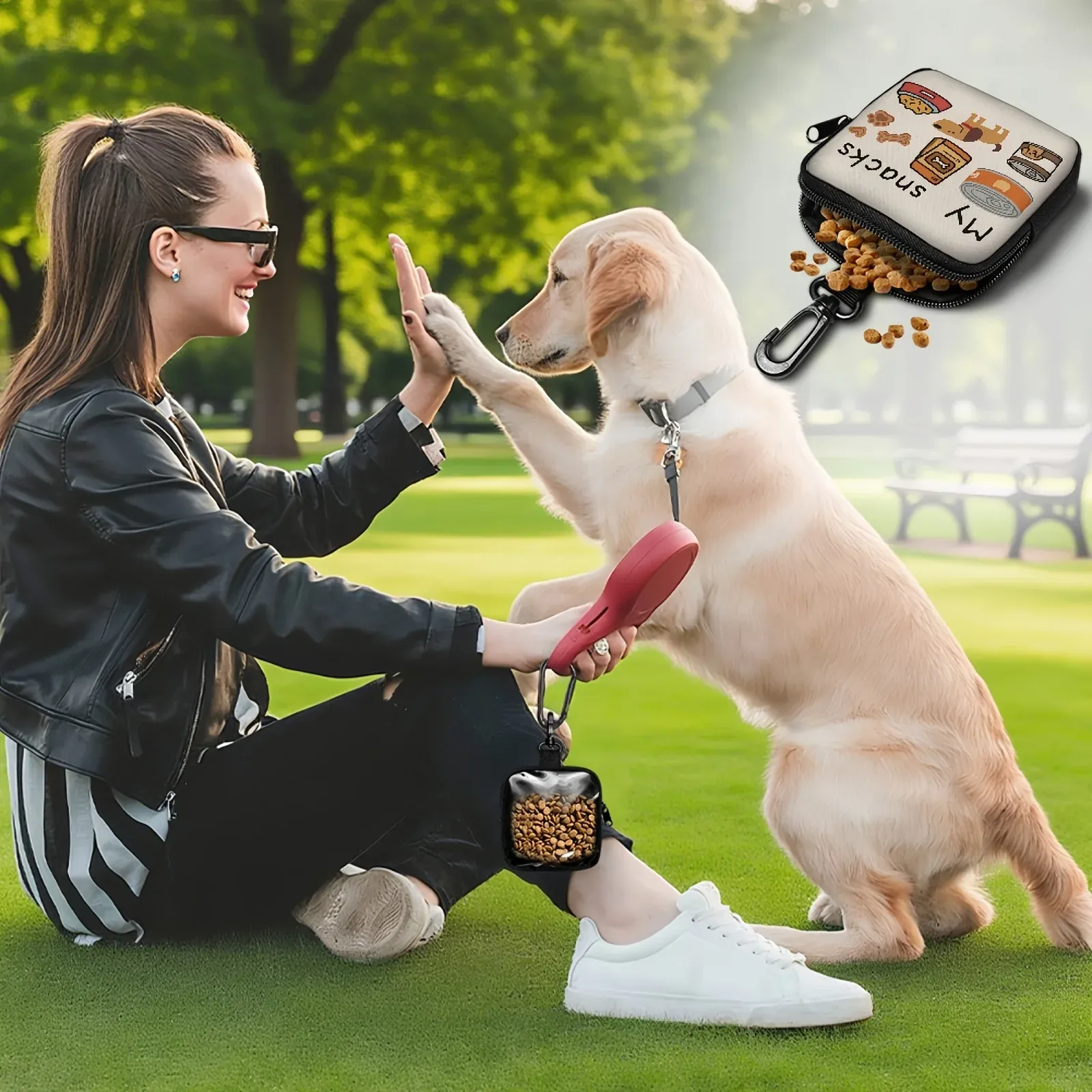 Dog Treat Training Pouch Bag with Hook & Zipper - Pet Puppy Walking Accessory for Outdoor Training Sessions thumbnail 2