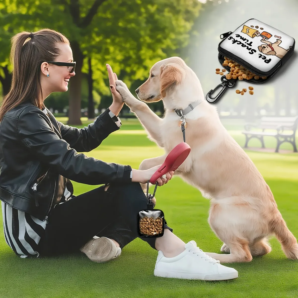 Dog Treat Training Pouch Bag with Hook & Zipper - Pet Puppy Walking & Training Accessories, Durable Nylon, Easy Access for Treats & Poop Bags showcase 3