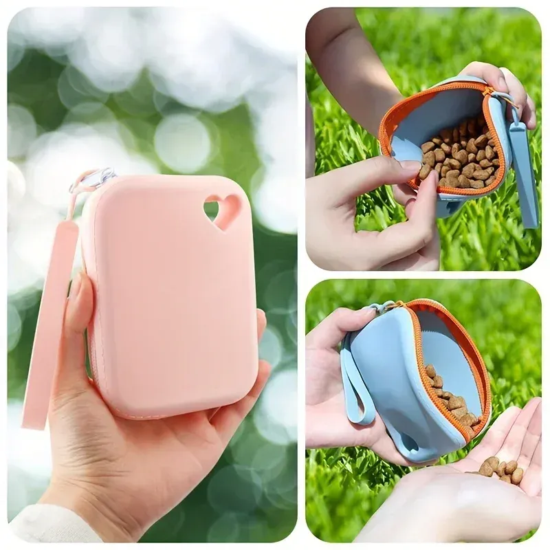 Silicone Pet Treat Pouch for Dogs - Portable Waterproof Training Bag with Hands-Free Clip, Leak-Proof, Food-Grade Material for Outdoor Walking & Training thumbnail 1