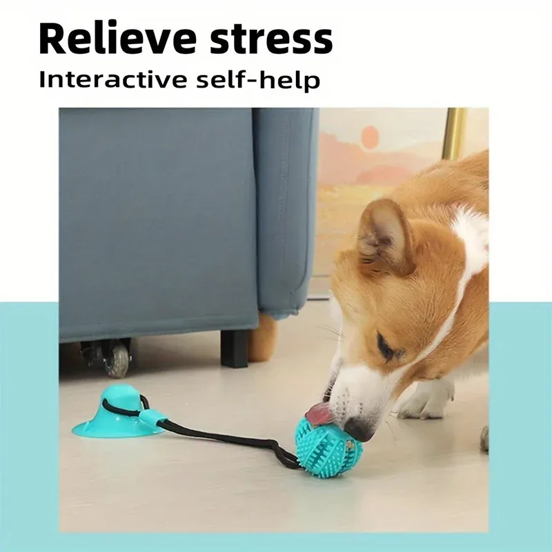 Interactive Dog Suction Cup Toy with Treat Dispenser & Sound - Durable Rubber Chew Ball for Training, Tug-of-War, and Solo Play - Fun for All Breeds thumbnail 5