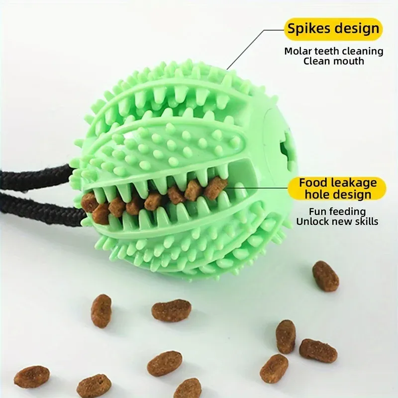 Interactive Dog Suction Cup Toy with Treat Dispenser & Sound - Durable Rubber Chew Ball for Training, Tug-of-War, and Solo Play - Fun for All Breeds thumbnail 2