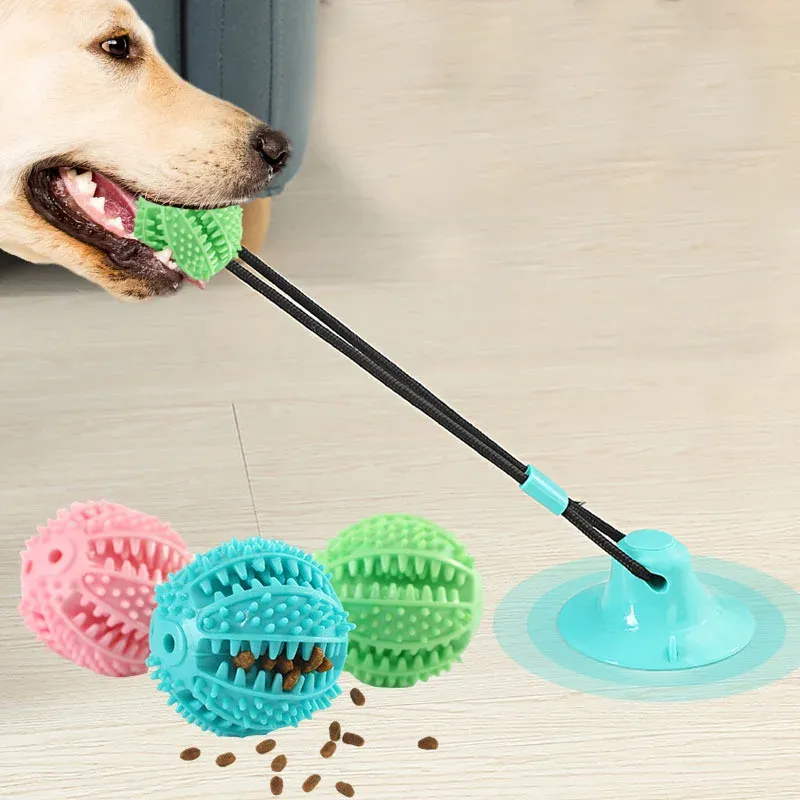 Interactive Dog Suction Cup Toy with Treat Dispenser & Sound - Durable Rubber Chew Ball for Training, Tug-of-War, and Solo Play - Fun for All Breeds thumbnail 1