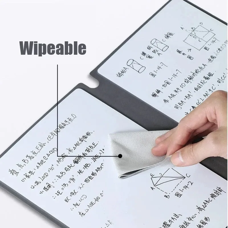 A5 Reusable Whiteboard Notebook - Portable Leather Memo Book with Free Pen & Eraser for Weekly Planning & Office Notes thumbnail 3