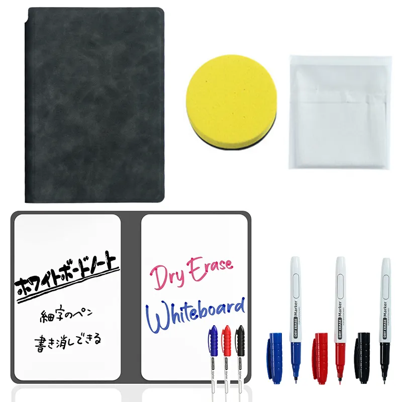 A5 Reusable Whiteboard Notebook - Portable Leather Memo Book with Free Pen & Eraser for Weekly Planning & Office Notes showcase 1