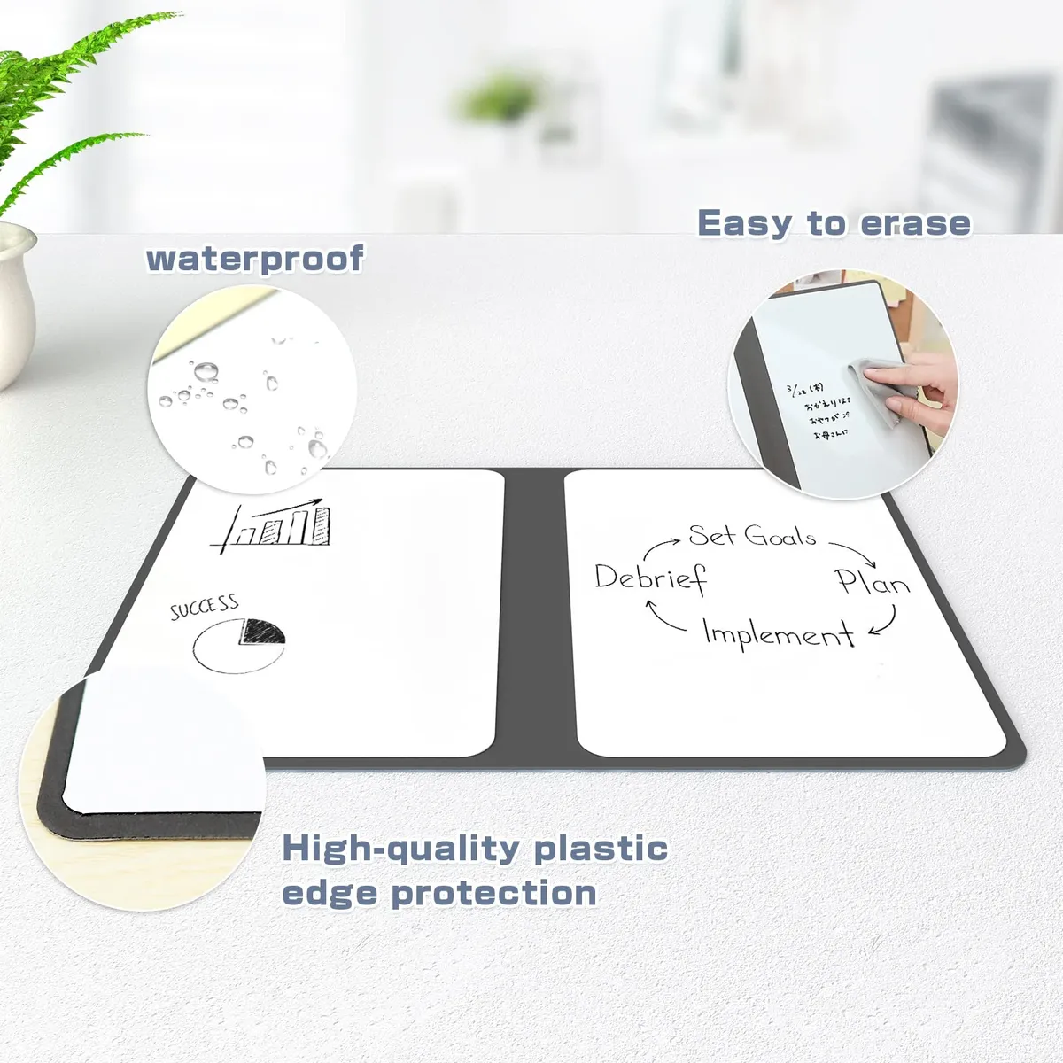 A5 Reusable Whiteboard Notebook - Portable Leather Memo Book with Free Pen & Eraser for Weekly Planning & Office Notes showcase 5
