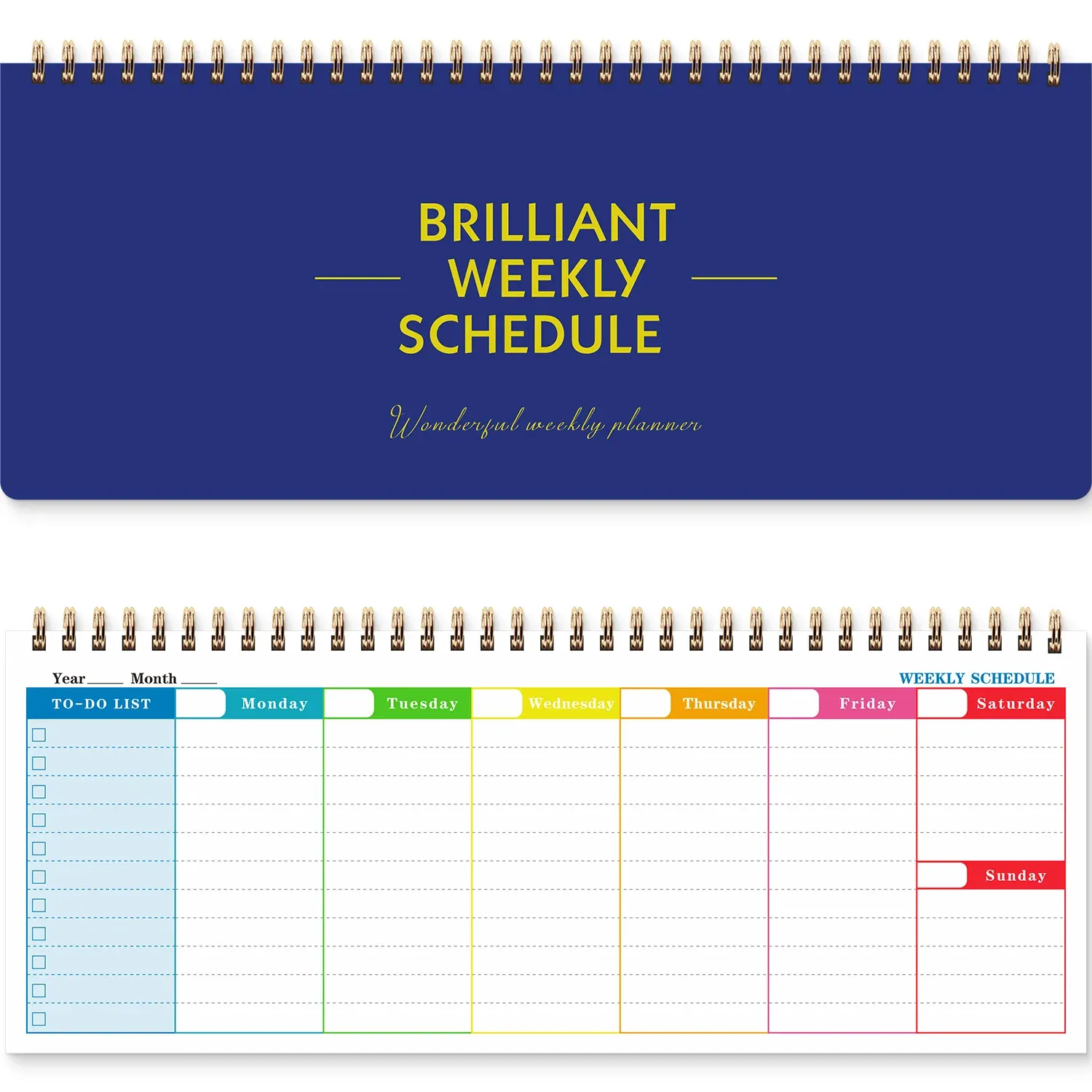 60 Sheets/120 Pages English Coil Notebook Weekly Planner for Business Study, Daily Schedule Notepad with Punch Card Memo thumbnail 5