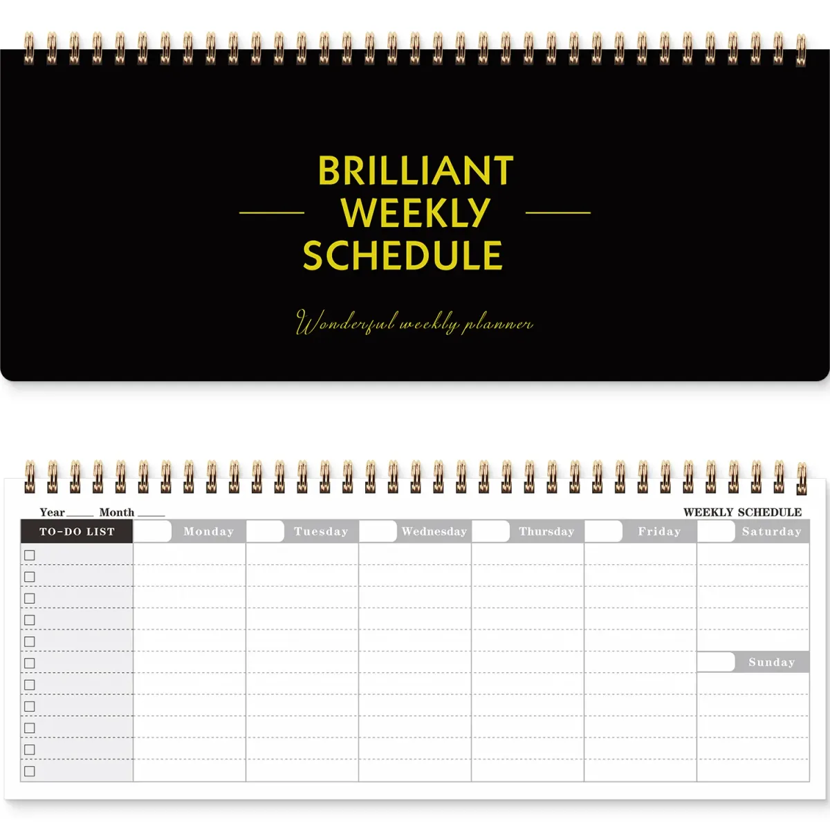 60 Sheets/120 Pages English Coil Notebook Weekly Planner for Business Study, Daily Schedule Notepad with Punch Card Memo showcase 8