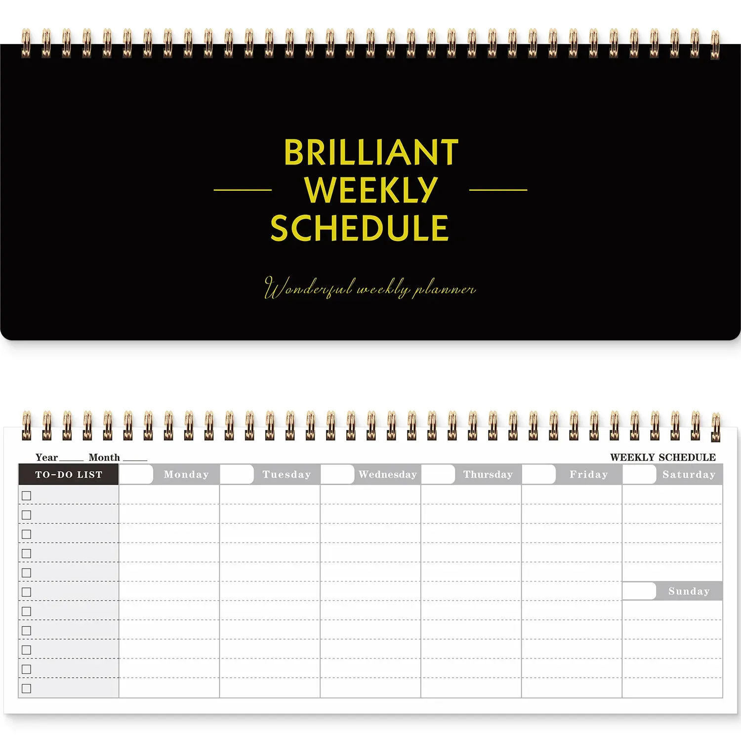 60 Sheets/120 Pages English Coil Notebook Weekly Planner for Business Study, Daily Schedule Notepad with Punch Card Memo thumbnail 4