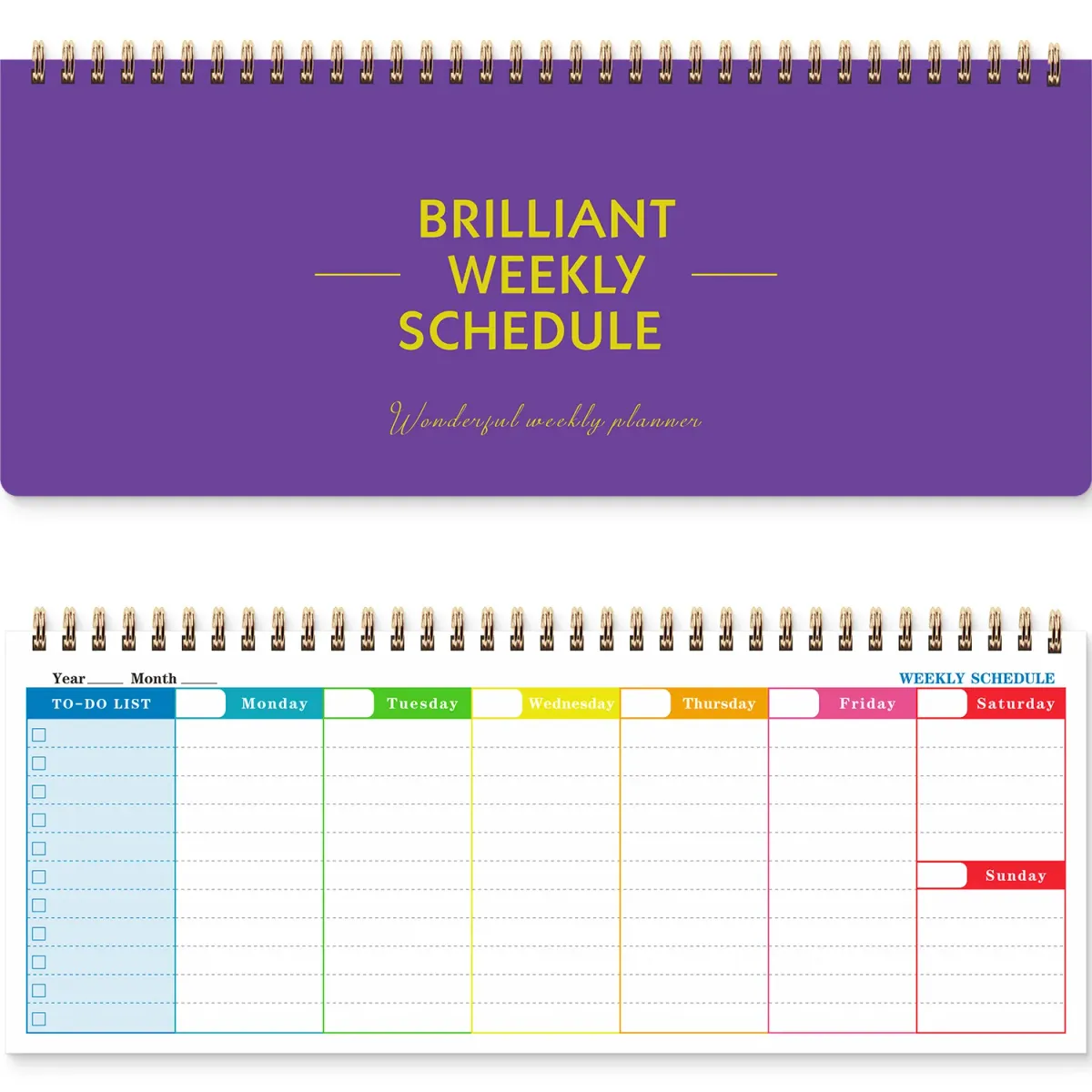 60 Sheets/120 Pages English Coil Notebook Weekly Planner for Business Study, Daily Schedule Notepad with Punch Card Memo showcase 12