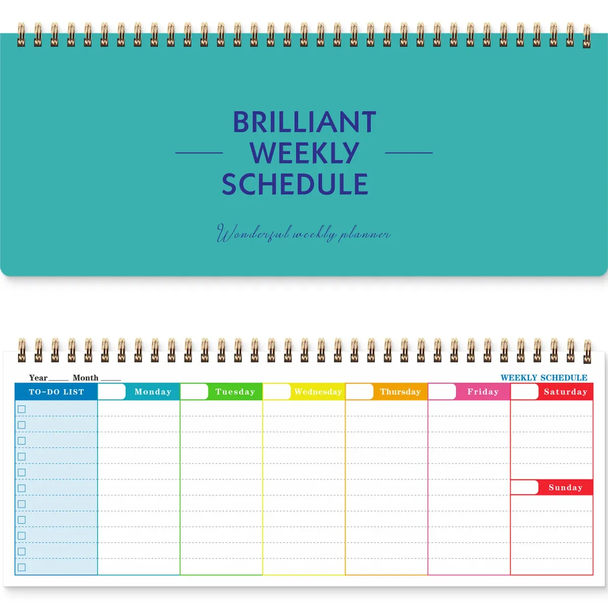 60 Sheets/120 Pages English Coil Notebook Weekly Planner for Business Study, Daily Schedule Notepad with Punch Card Memo showcase 10