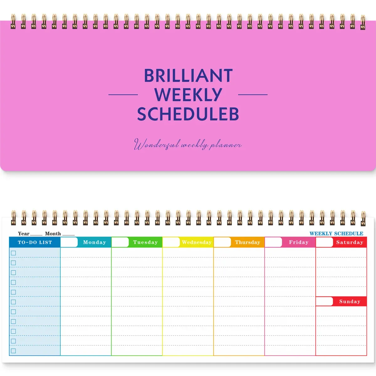 60 Sheets/120 Pages English Coil Notebook Weekly Planner for Business Study, Daily Schedule Notepad with Punch Card Memo showcase 11