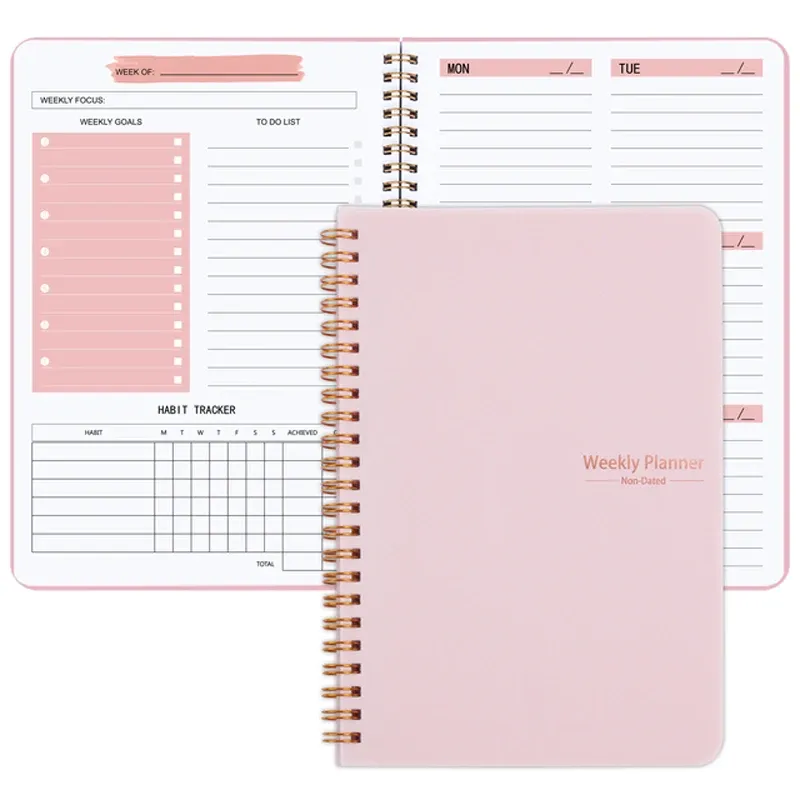 2024 Weekly Planner Agenda A5 Notebook with Pouch - 52 Weeks Schedule Organizer for School & Office | Durable Paper Stationery thumbnail 1