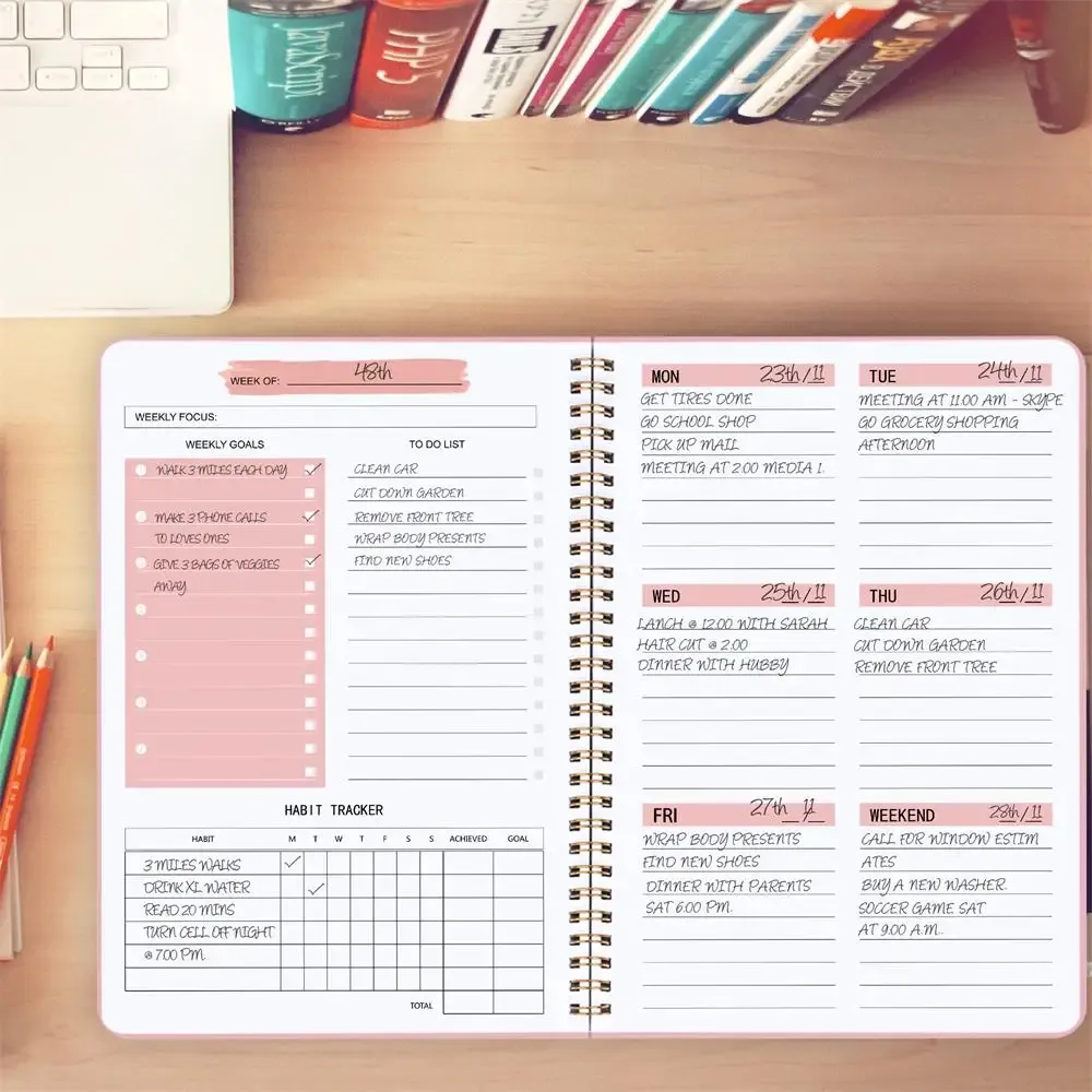 2024 Weekly Planner Agenda A5 Notebook with Pouch - 52 Weeks Schedule Organizer for School & Office | Durable Paper Stationery thumbnail 6