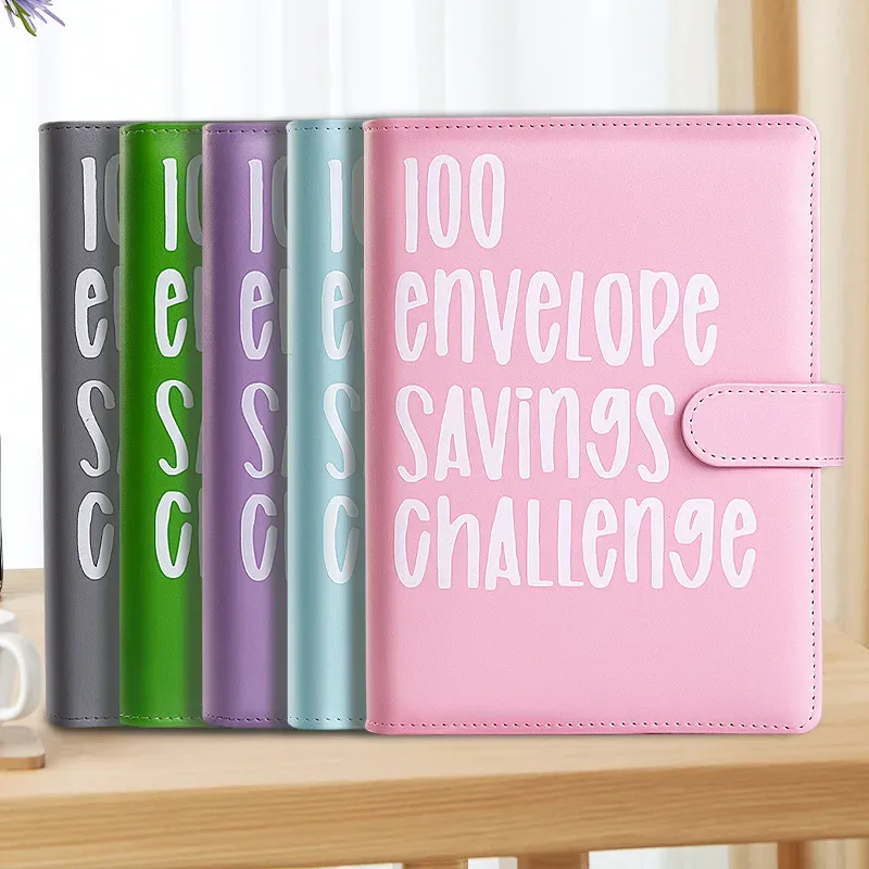 100-Day Savings Challenge Binder with Cash Envelopes - PU Leather Budget Planner for Money Organizer & Financial Goals thumbnail 2