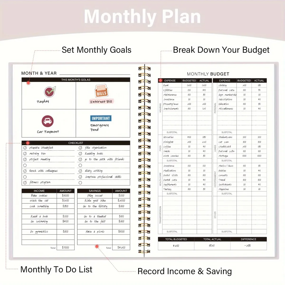 Undated Monthly Finance Budget Planner Organizer Notebook with Expense Tracker for Effective Money Management showcase 4