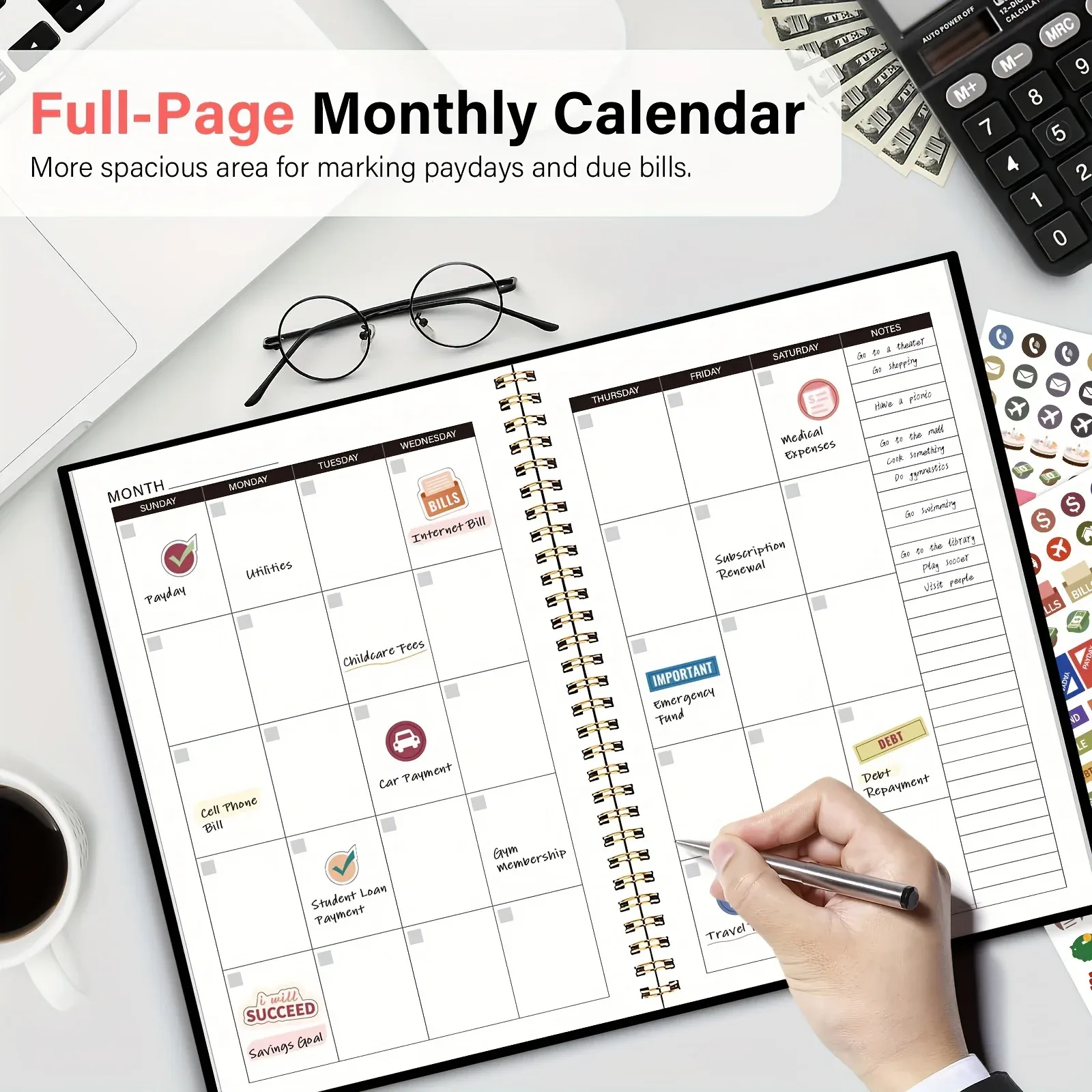 Undated Monthly Finance Budget Planner Organizer Notebook with Expense Tracker for Effective Money Management thumbnail 6