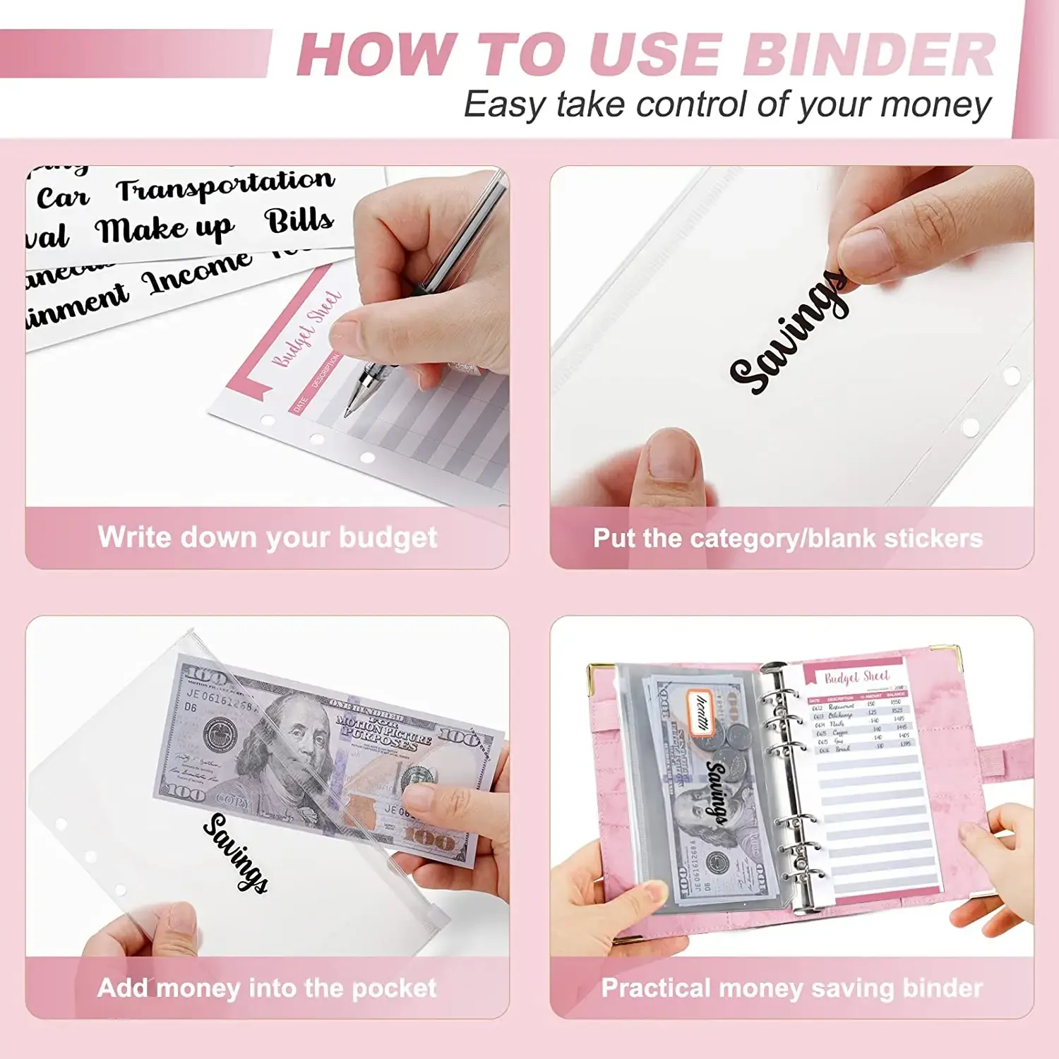 A6 PU Leather Budget Binder Planner with Marble Design, Money Saving Organizer Notebook for Office, School, Travel - Ideal Gift for All Occasions thumbnail 4