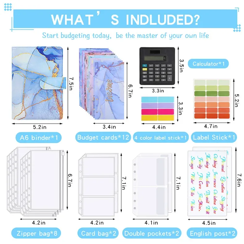 A6 Marble Binder with Calculator & Zipper Envelopes - Portable Money Budget Planner Organizer for Cash Budgeting showcase 18