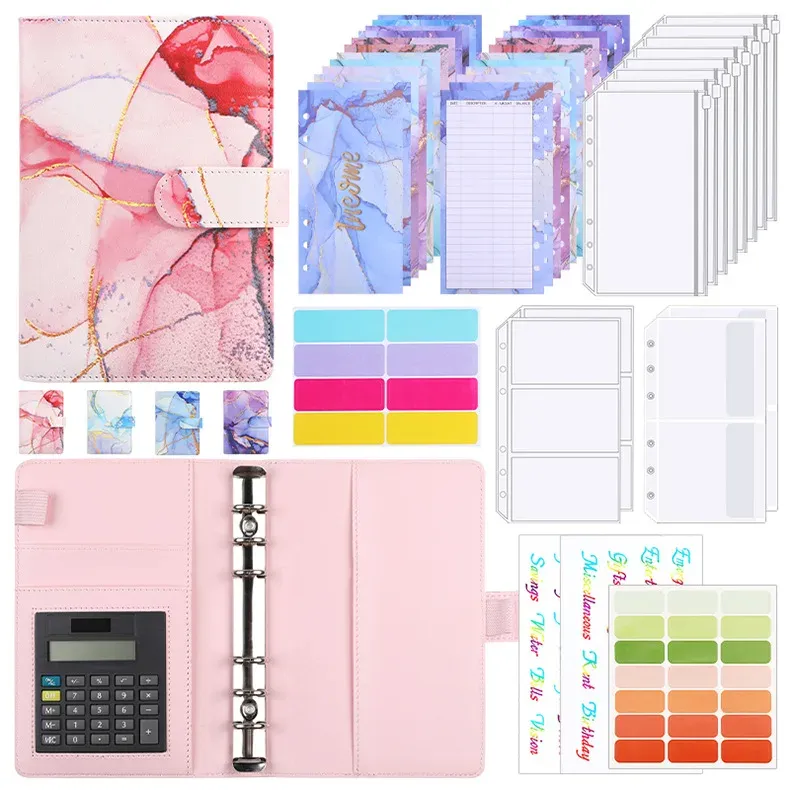 A6 Marble Binder with Calculator & Zipper Envelopes - Portable Money Budget Planner Organizer for Cash Budgeting showcase 7