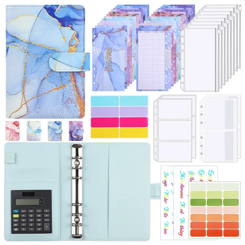 A6 Marble Binder with Calculator & Zipper Envelopes - Portable Money Budget Planner Organizer for Cash Budgeting showcase 17