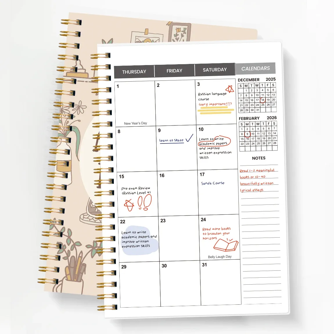 2026-2027 Academic Planner A5 Size Weekly Monthly Organizer Spiral Notebook Calendar for Students & Teachers thumbnail 3