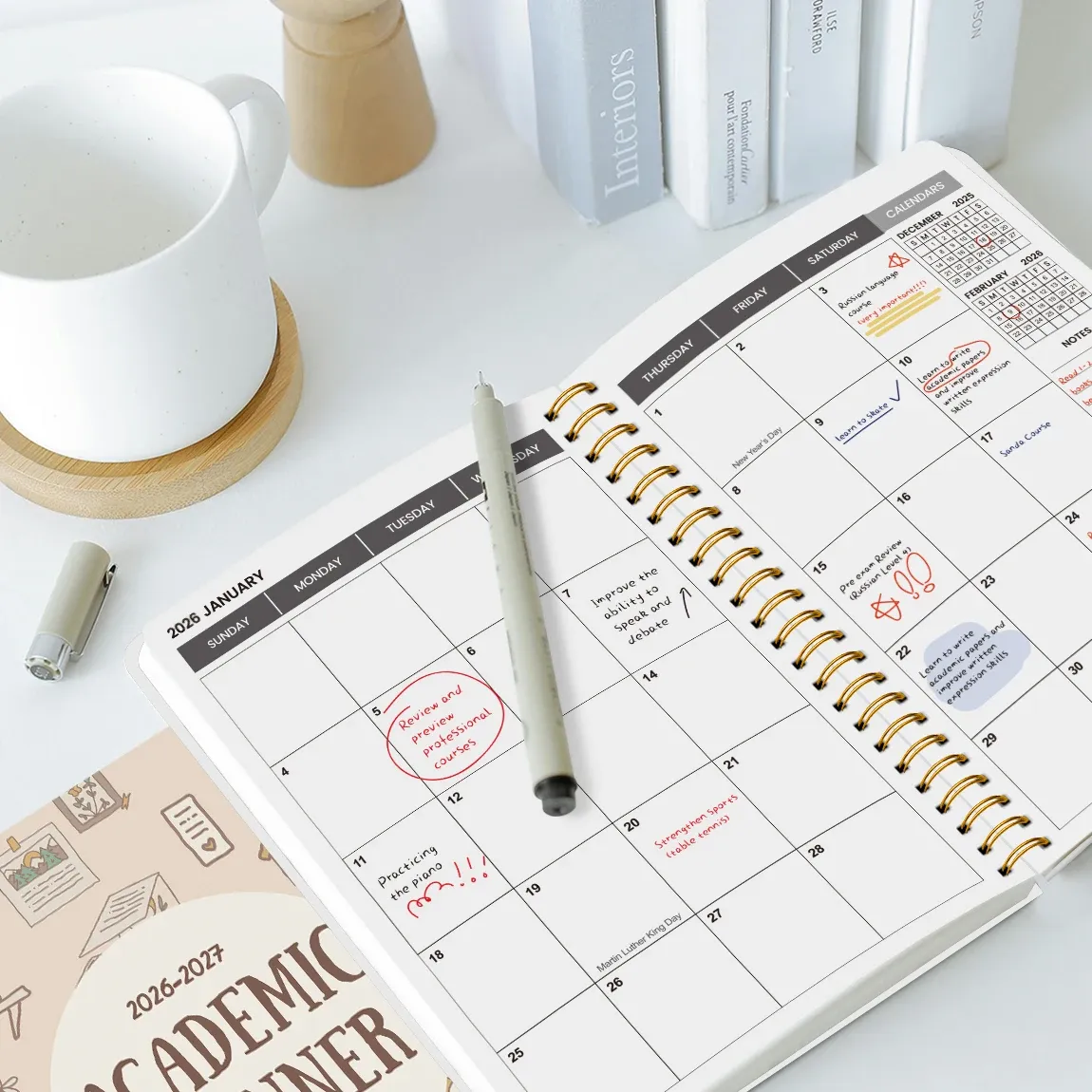 2026-2027 Academic Planner A5 Size Weekly Monthly Organizer Spiral Notebook Calendar for Students & Teachers thumbnail 4