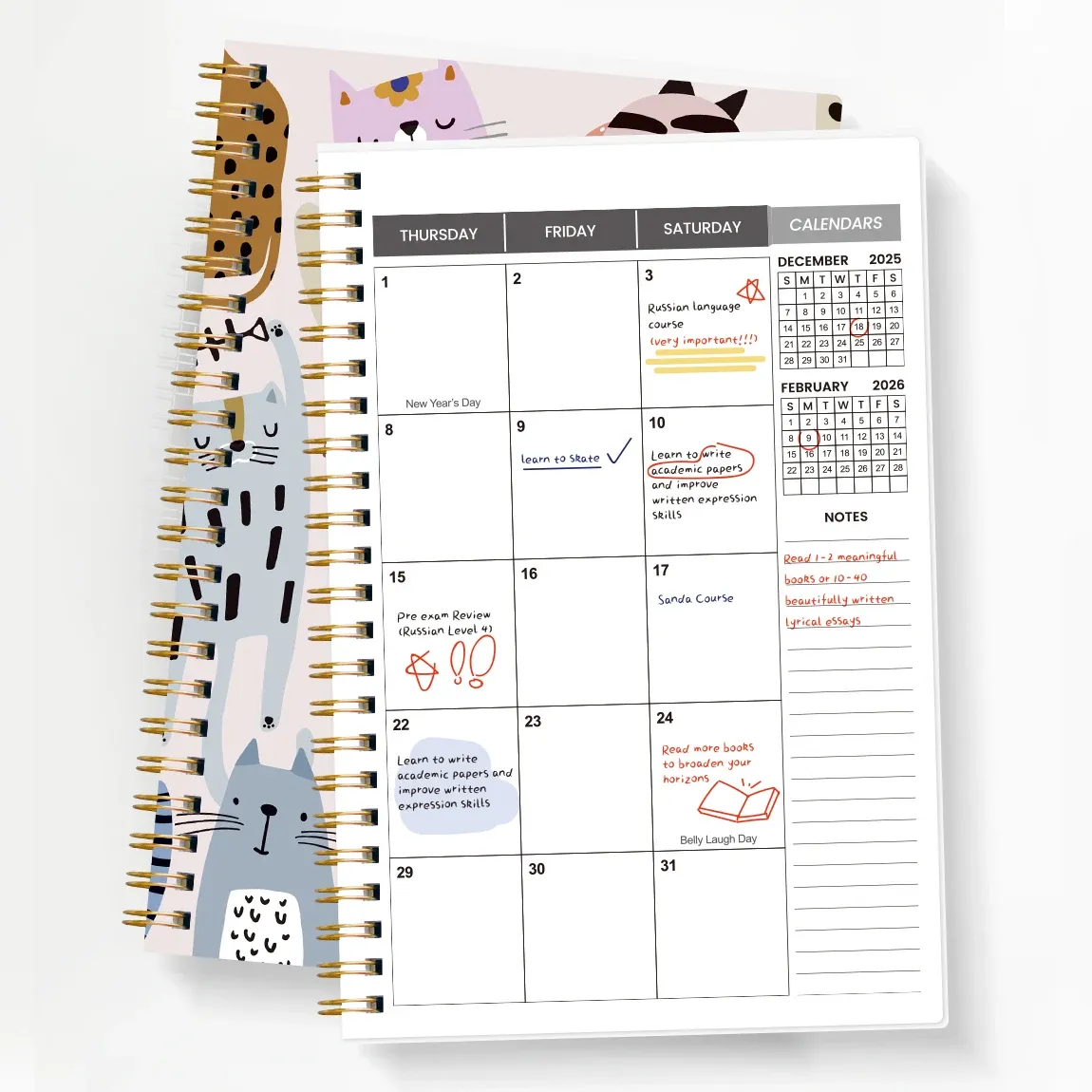 2026-2027 Academic Planner A5 Size Weekly Monthly Organizer Spiral Notebook Calendar for Students & Teachers showcase 12
