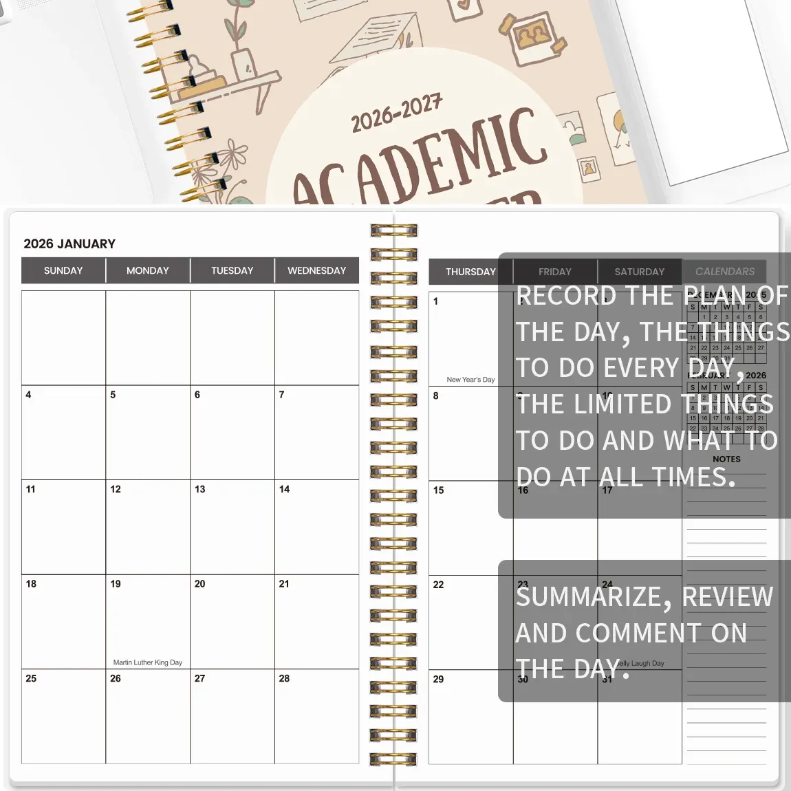 2026-2027 Academic Planner A5 Size Weekly Monthly Organizer Spiral Notebook Calendar for Students & Teachers showcase 4