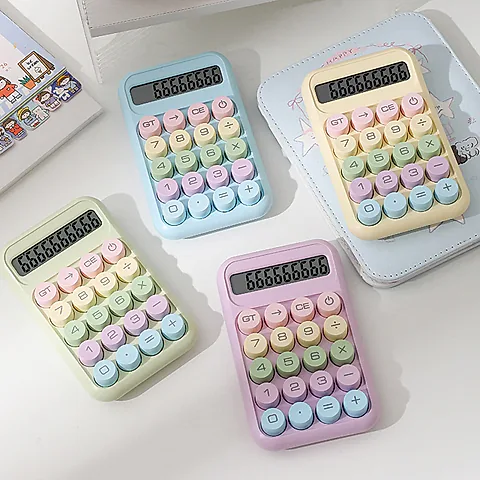 10-Digit Fashion Color Calculator with Mechanical Keyboard for Students - Portable ABS Design
