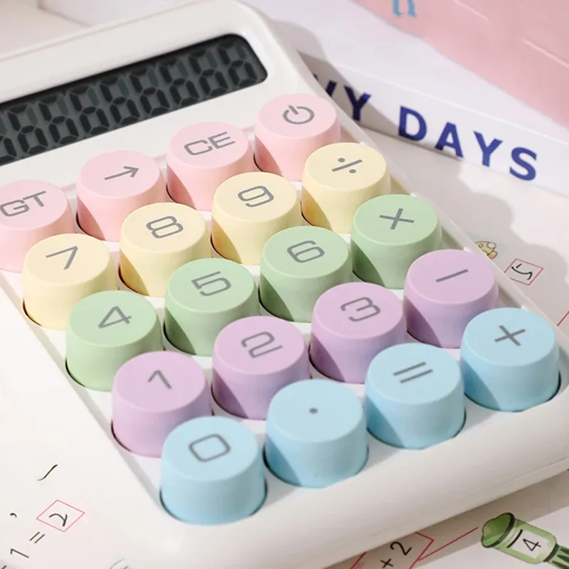 10-Digit Fashion Color Calculator with Mechanical Keyboard for Students - Portable ABS Design thumbnail 2