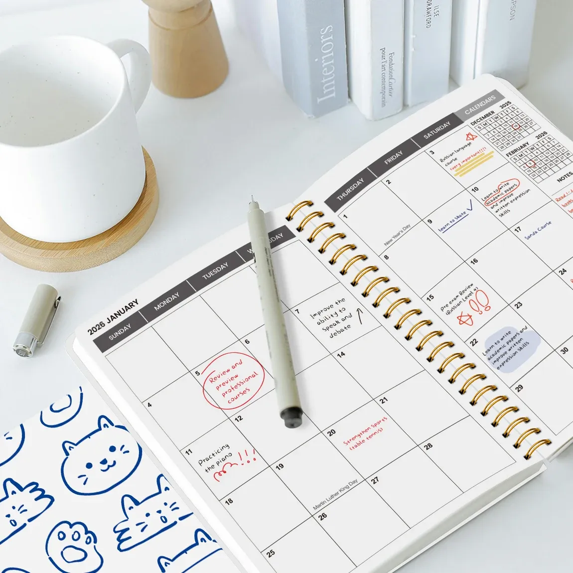 2026-2027 A5 Weekly & Monthly Planner Notebook Organizer - 2 Year Daily Schedule, Calendar, Notes Sections for School, Office, Personal Use showcase 4