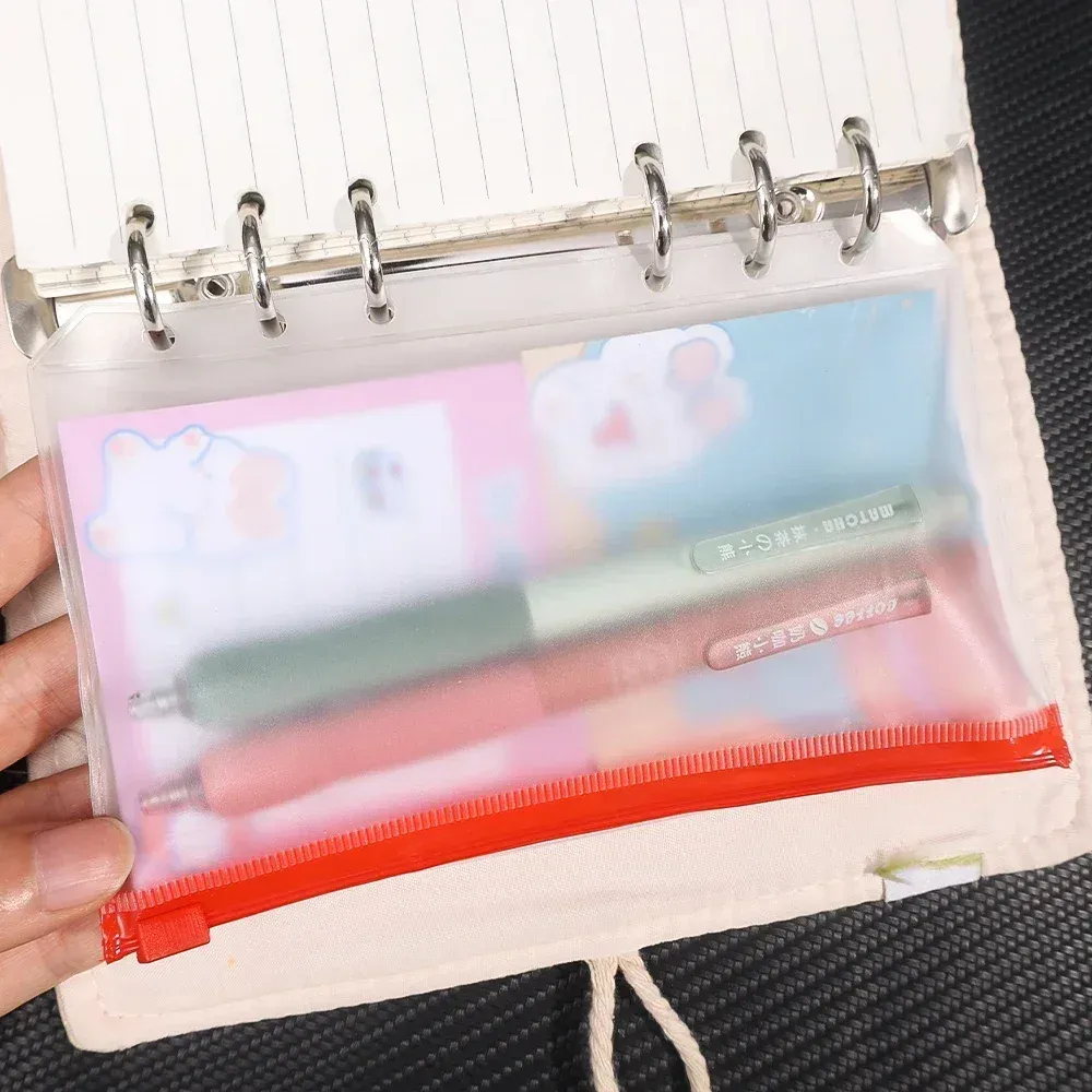 Waterproof A6 Binder Pockets Set - PVC Zipper Pouches for Notebook Planners, Cash Budgeting, Travel Essentials, 6/12 Pcs Pack thumbnail 4