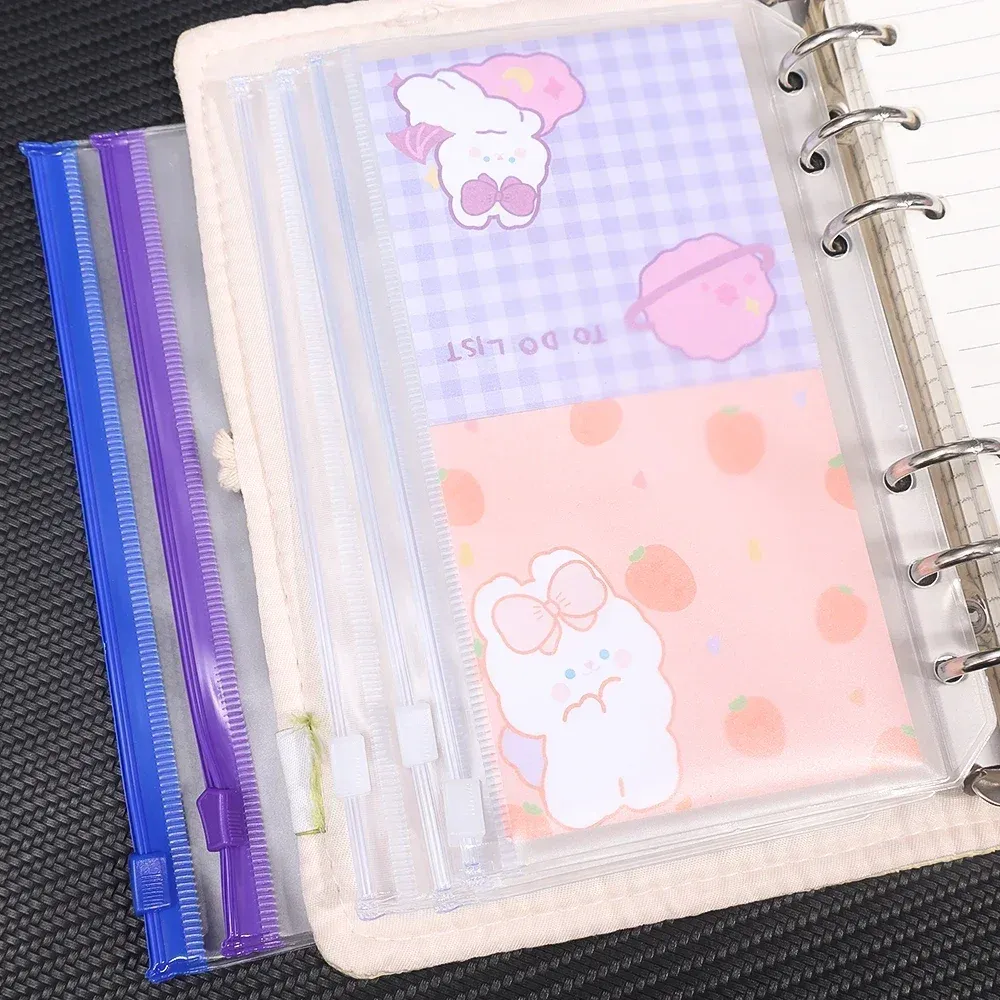 Waterproof A6 Binder Pockets Set - PVC Zipper Pouches for Notebook Planners, Cash Budgeting, Travel Essentials, 6/12 Pcs Pack showcase 9