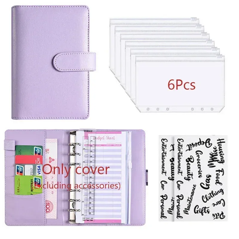 A6 PU Leather Binder Organizer System with Zipper Pockets - Portable Budget Planner for Cash Envelopes, Passports, Cards & Pens - Ideal for Home, Travel, School thumbnail 1