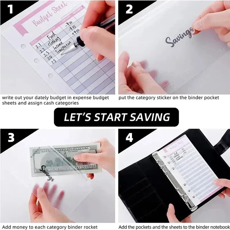 A6 PU Leather Binder Organizer System with Zipper Pockets - Portable Budget Planner for Cash Envelopes, Passports, Cards & Pens - Ideal for Home, Travel, School thumbnail 4