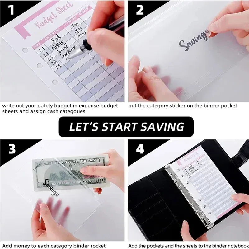 A6 PU Leather Binder Organizer System with Zipper Pockets - Portable Budget Planner for Cash Envelopes, Passports, Cards & Pens - Ideal for Home, Travel, School showcase 3