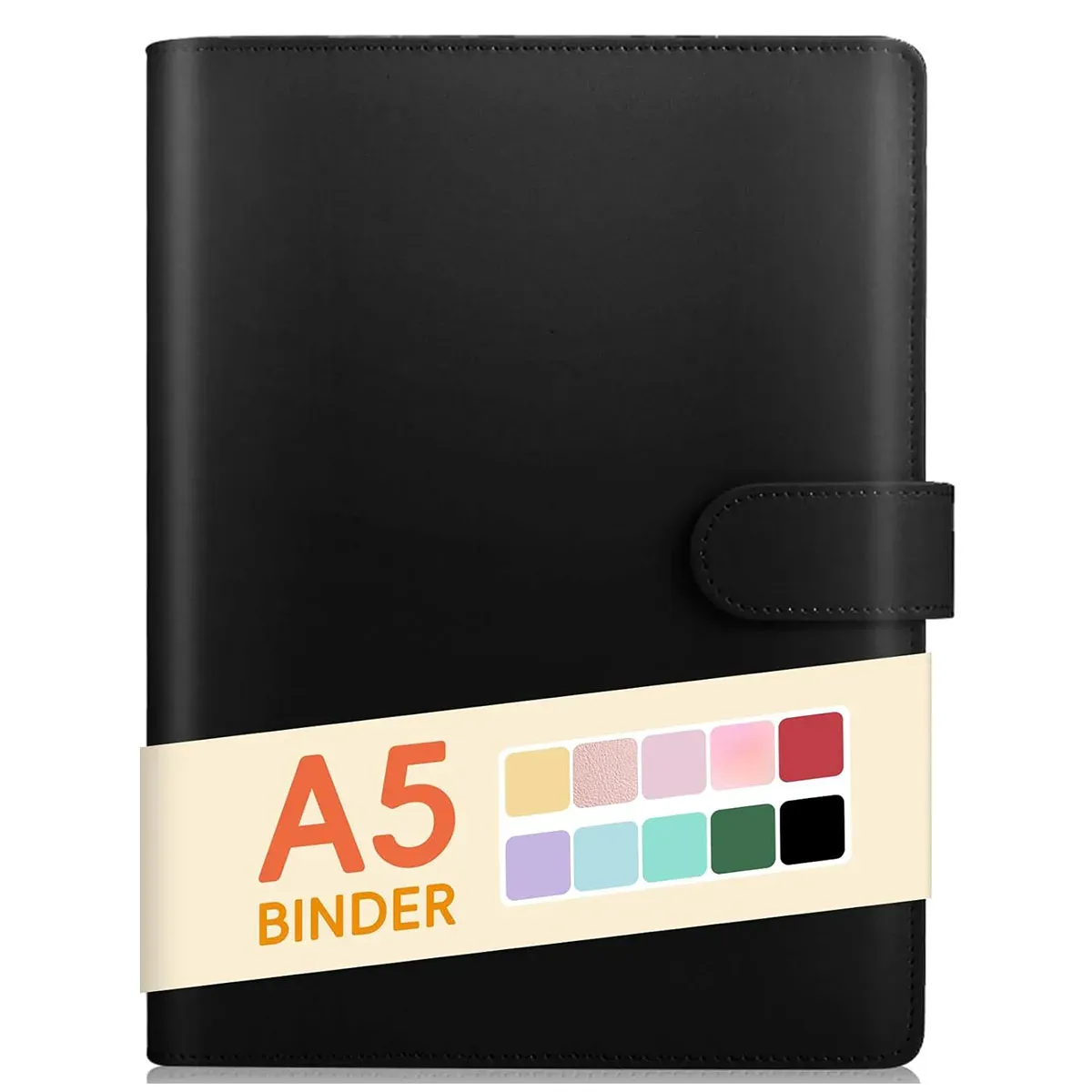 A5 PU Leather 6-Ring Binder Cover for Refillable Notebooks and Planners, Magnetic Closure, 7x9.25 Inch thumbnail 1