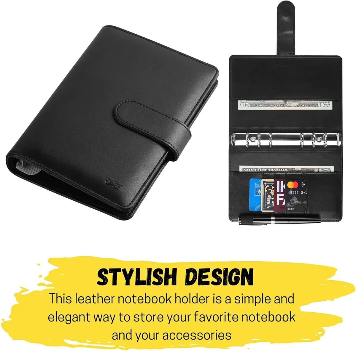 A5 PU Leather 6-Ring Binder Cover for Refillable Notebooks and Planners, Magnetic Closure, 7x9.25 Inch showcase 5