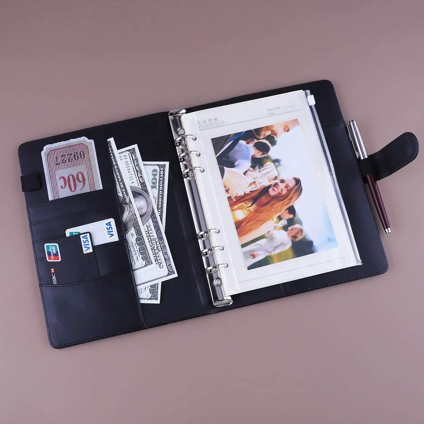 A5 PU Leather 6-Ring Binder Cover for Refillable Notebooks and Planners, Magnetic Closure, 7x9.25 Inch thumbnail 3