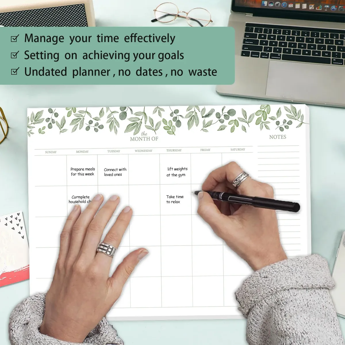A4 Undated Monthly Weekly Daily Planner Notepad with Notes - Ideal for School, Office, and Household Organization - 24 Sheets showcase 5