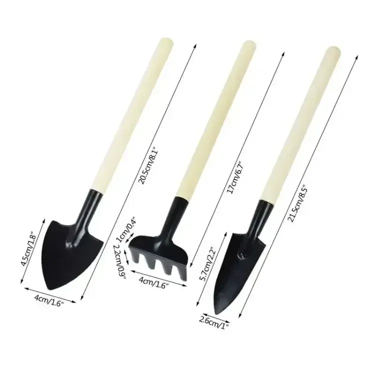 3Pcs Mini Garden Tool Set: Iron Shovel, Trowel & Rake with Ergonomic Wooden Handles for Indoor Plants, Flower Pots, Cactus & Small Garden Tasks showcase 10