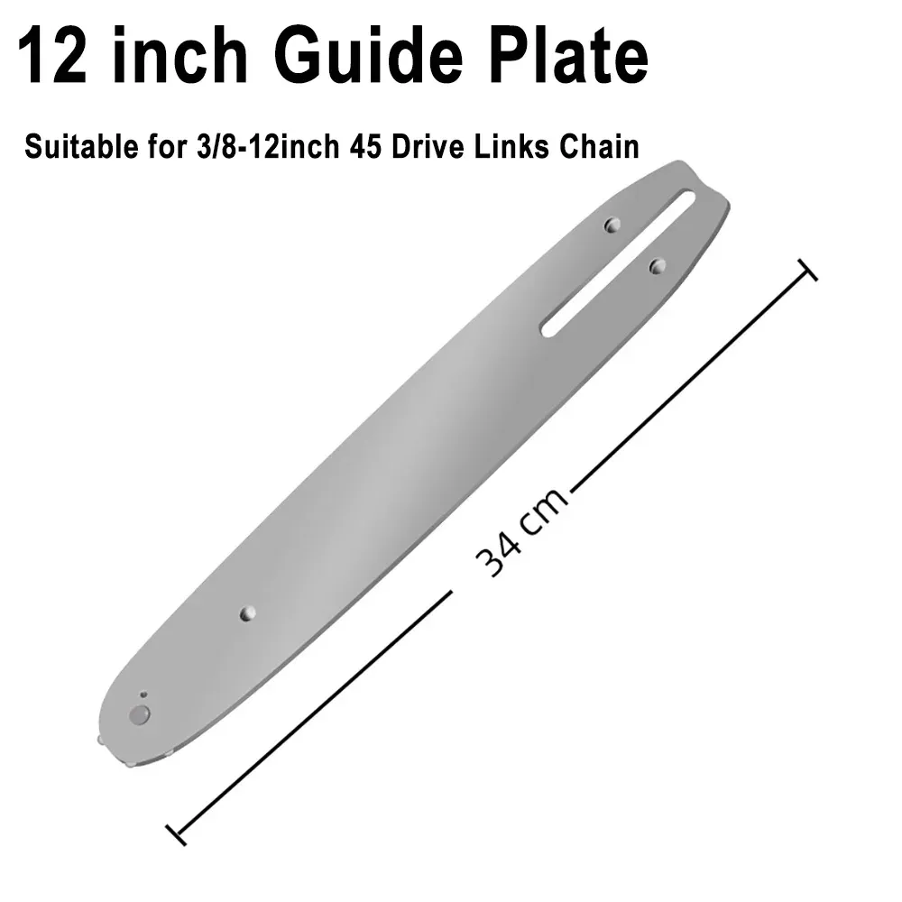 12-Inch Chainsaw Bar and Chain Set: 45 Drive Links, 3/8"LP Pitch, 0.050" Gauge - Professional Alloy Rounded Teeth for Electric Saws thumbnail 3