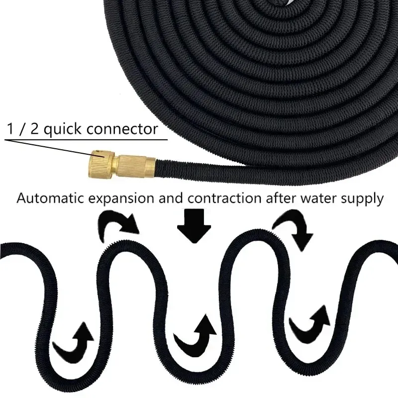 Expandable Magic Garden Hose with Spray Gun - High Pressure, Lightweight, Flexible for Car Washing, Outdoor Watering, and Irrigation thumbnail 3