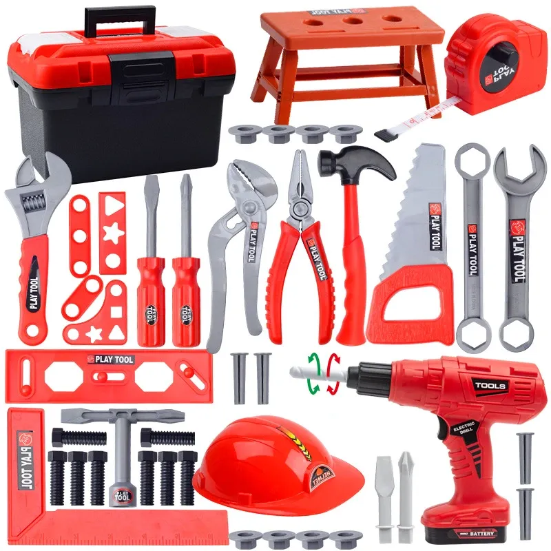 Children's Electric Toy Tool Set with Drill & Toolbox | Kids Pretend Play Construction Kit | Toddler Boys Girls Educational Toy thumbnail 1